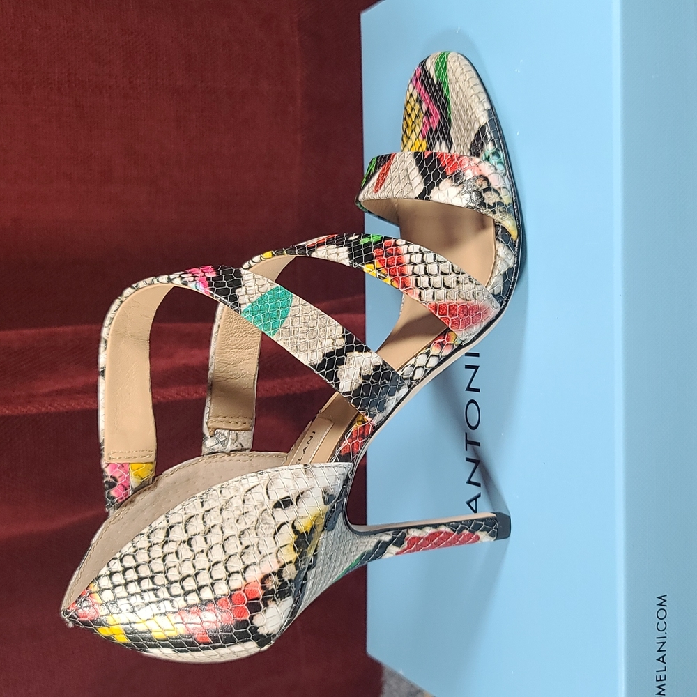 Verene Snake Print Leather Strappy Dress Sandals